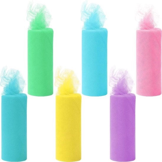 Rolle di Tulle in Poliestere - 6 Colori Pastello - Tutu - Pacchi Regalo - Decorazioni di Matrimonio.
