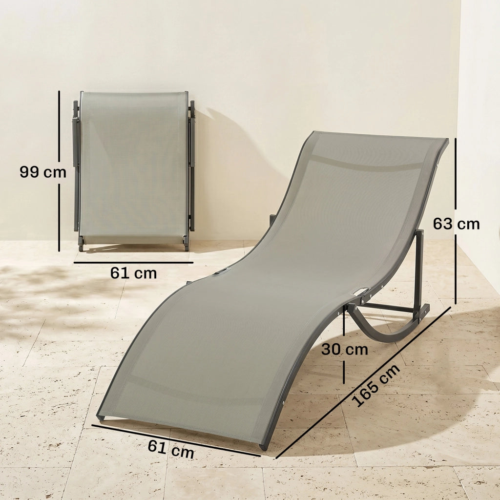 Sdraio Pieghevole da Giardino ¨C Xylo ¨C Alluminio e Textilene 61x165x63cm Set 2 Pezzi