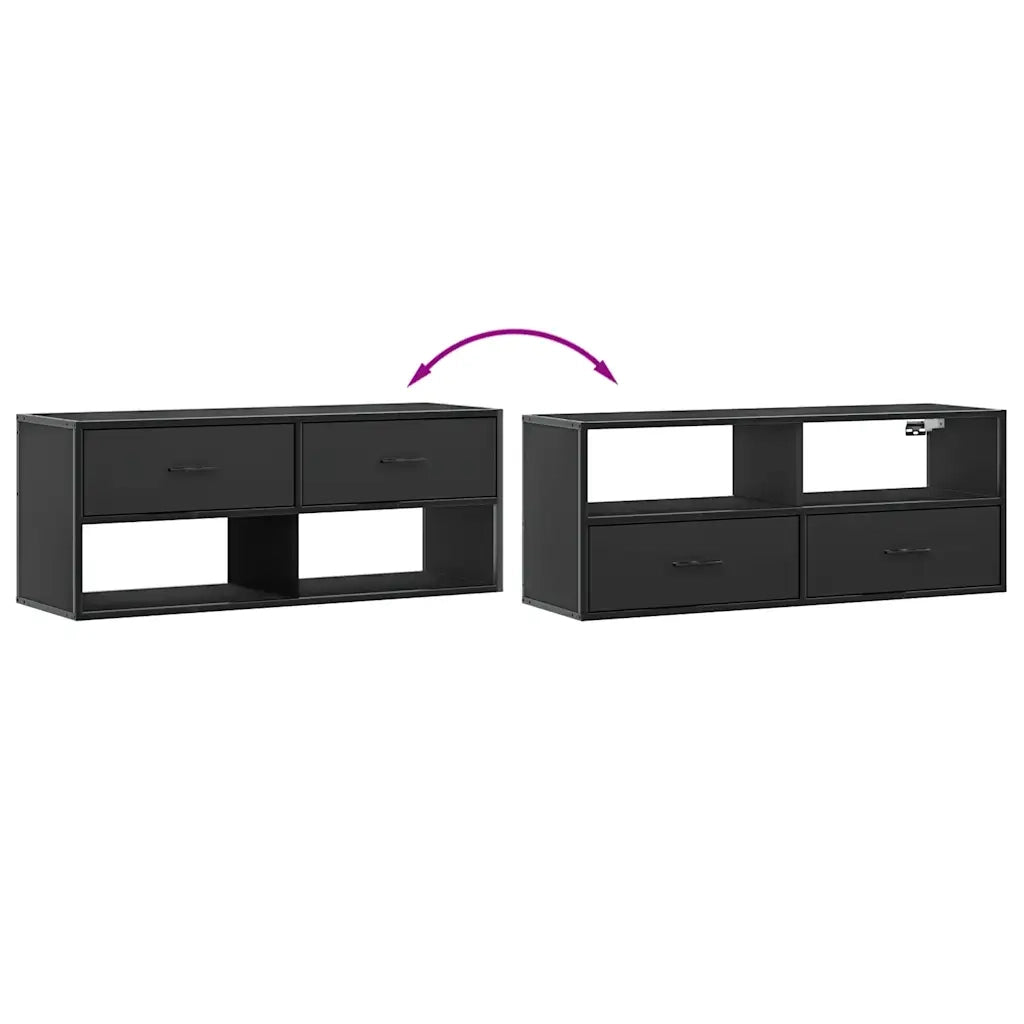 Mobile Porta TV Nero 100x31x39,5 cm in Truciolato e Metallo 848929