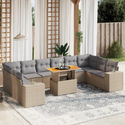 Set Divani da Giardino 11 pz con Cuscini Beige in Polyrattan