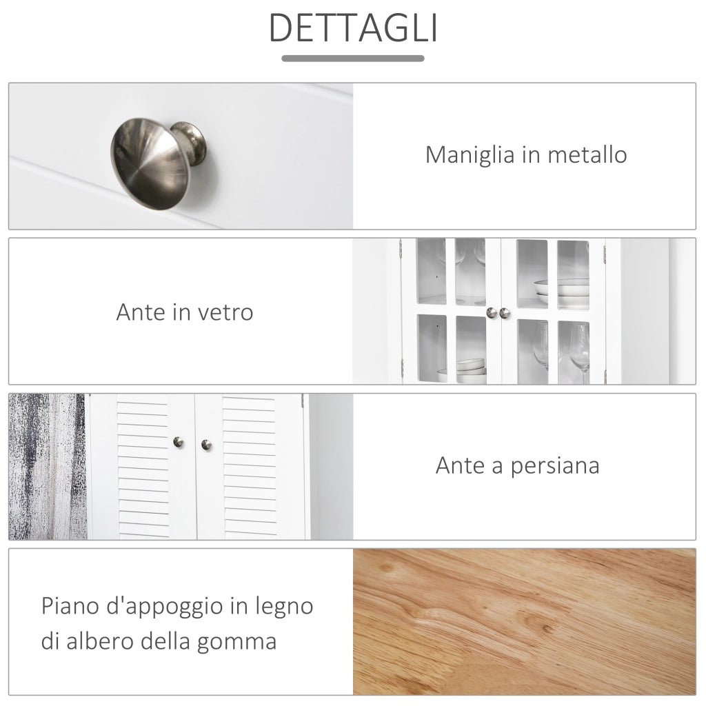 Mobile Buffet Dispensa ¨C Xylo ¨C Legno Bianco Stile Classico 68x39.5x170cm