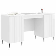 Scrivania | Tavolo da Ufficio Bianco Lucido 142,5 x 50 x 75 cm Legno ingegnerizzato
