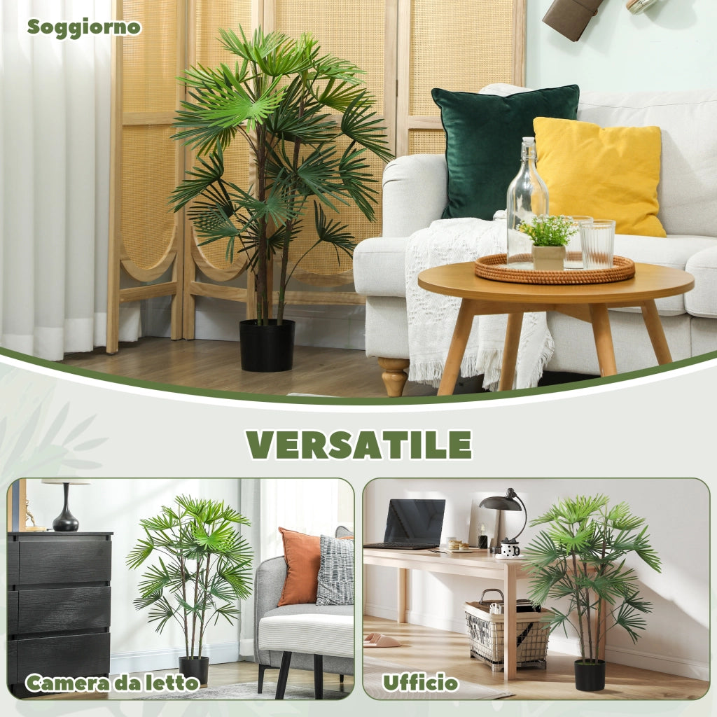 Palma Artificiale Verde con Vaso ¨C Minimal ¨C 90 cm ?16.5x13.5 cm