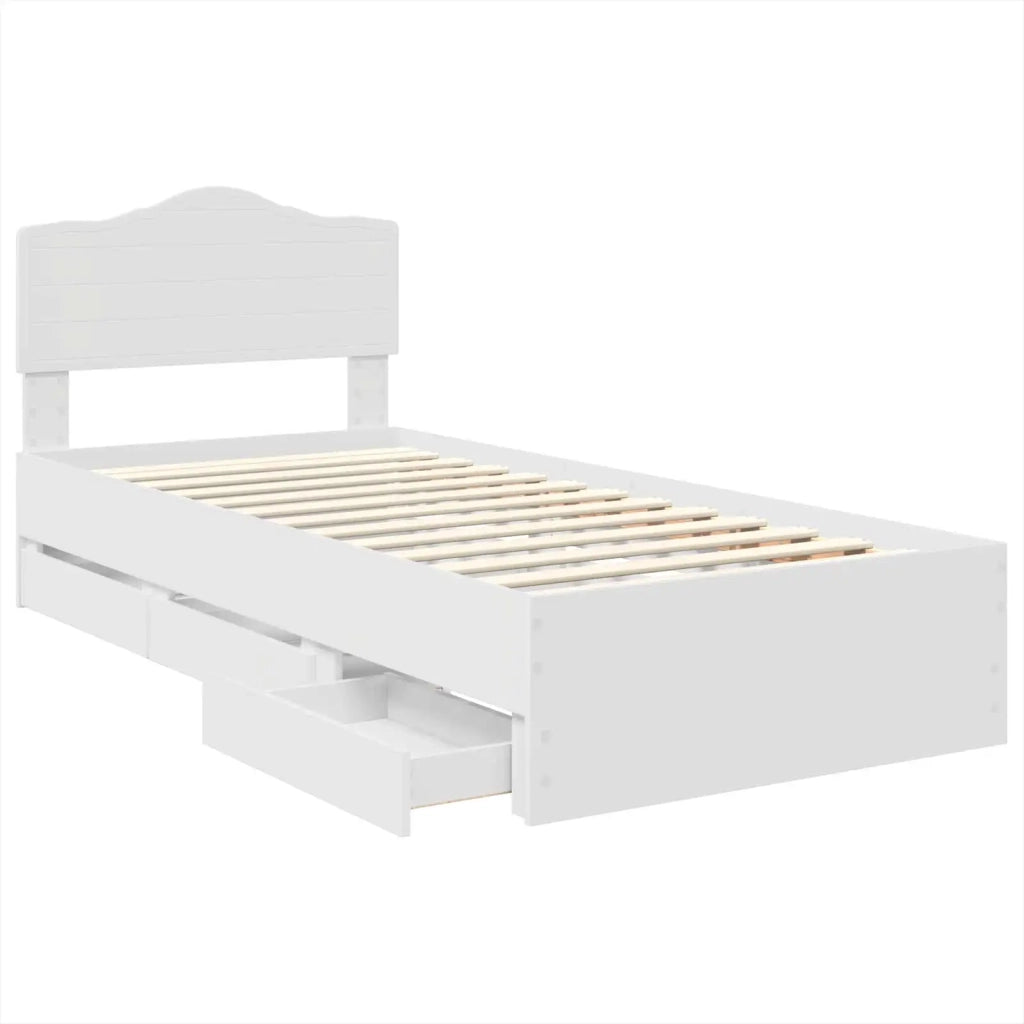 Letto singolo | Letto per adulti | Struttura del letto Bianco 100 x 200 cm Legno Ingegnerizzato