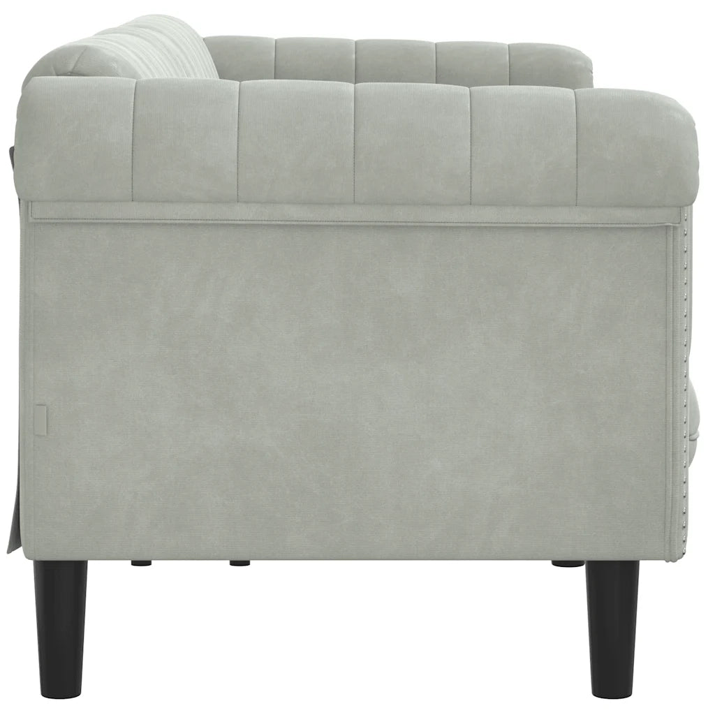 Divano a 3 Posti-Sofa 3 Posti Grigio Chiaro in Velluto