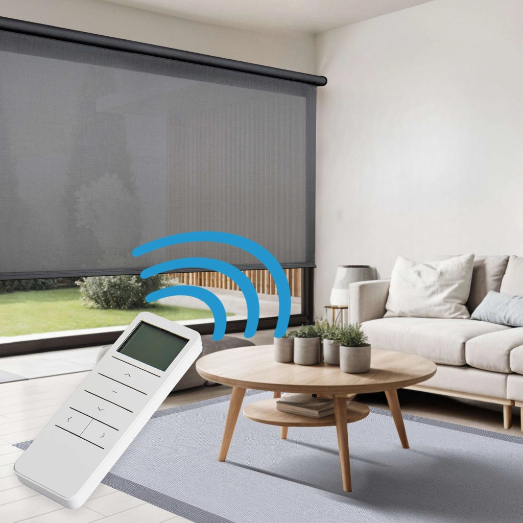 Tende a Rullo Motorizzate Screen Premium con finiture in alluminio Tessuto Tecnico con Motore e Telecomando  Grigio Scuro 200x250 cm
