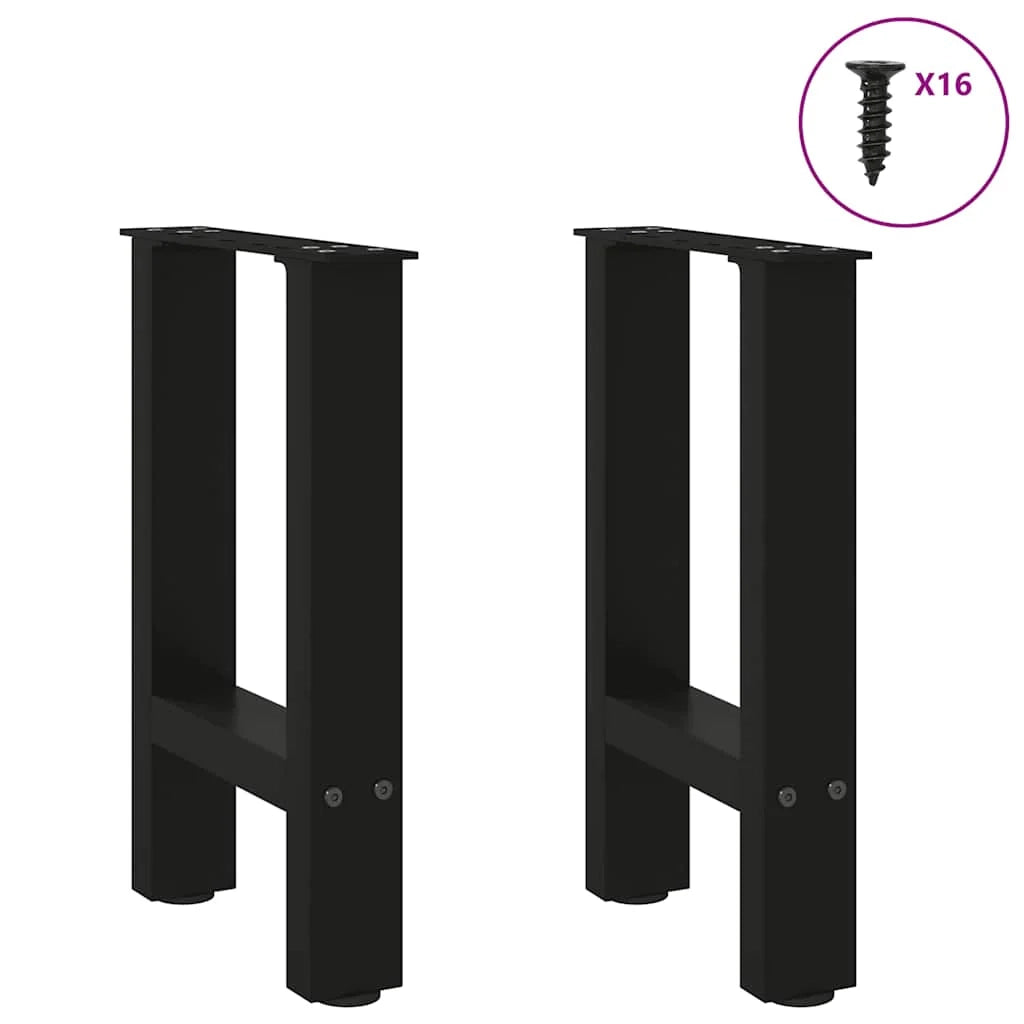Set di 2 gambe per tavolino da caffè moderne quadrate regolabili 28 x 42-43 cm in acciaio nero 02_0057512