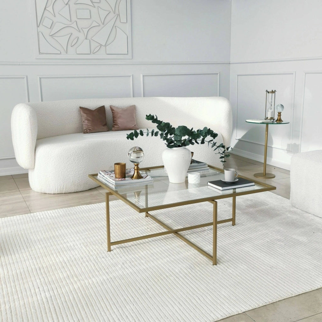 Mascate, Tavolino da Salotto Cassetti, 85x85x35h cm oro