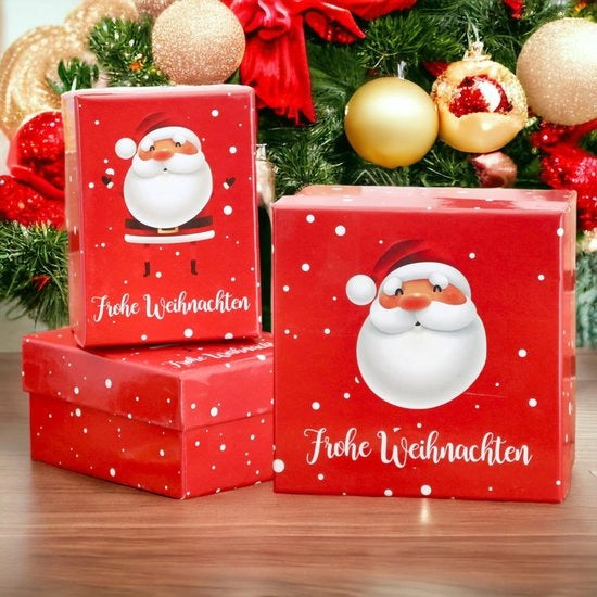 Set di doni di Natale - Scatola di doni in cartone - Natale rossa con tema Babbo Natale - Adatta per regali...