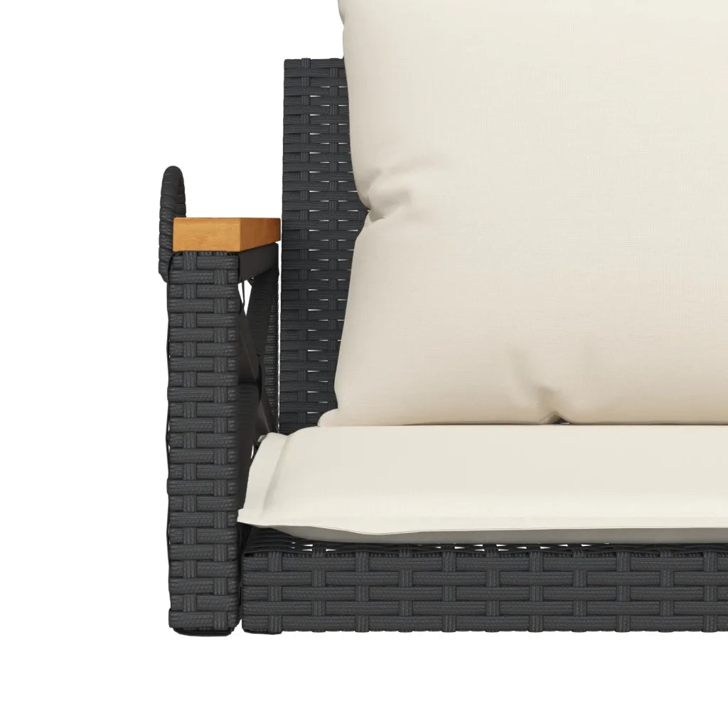 Panchina a Dondolo con Cuscini Nera 109x62x40 cm in Polyrattan 368155