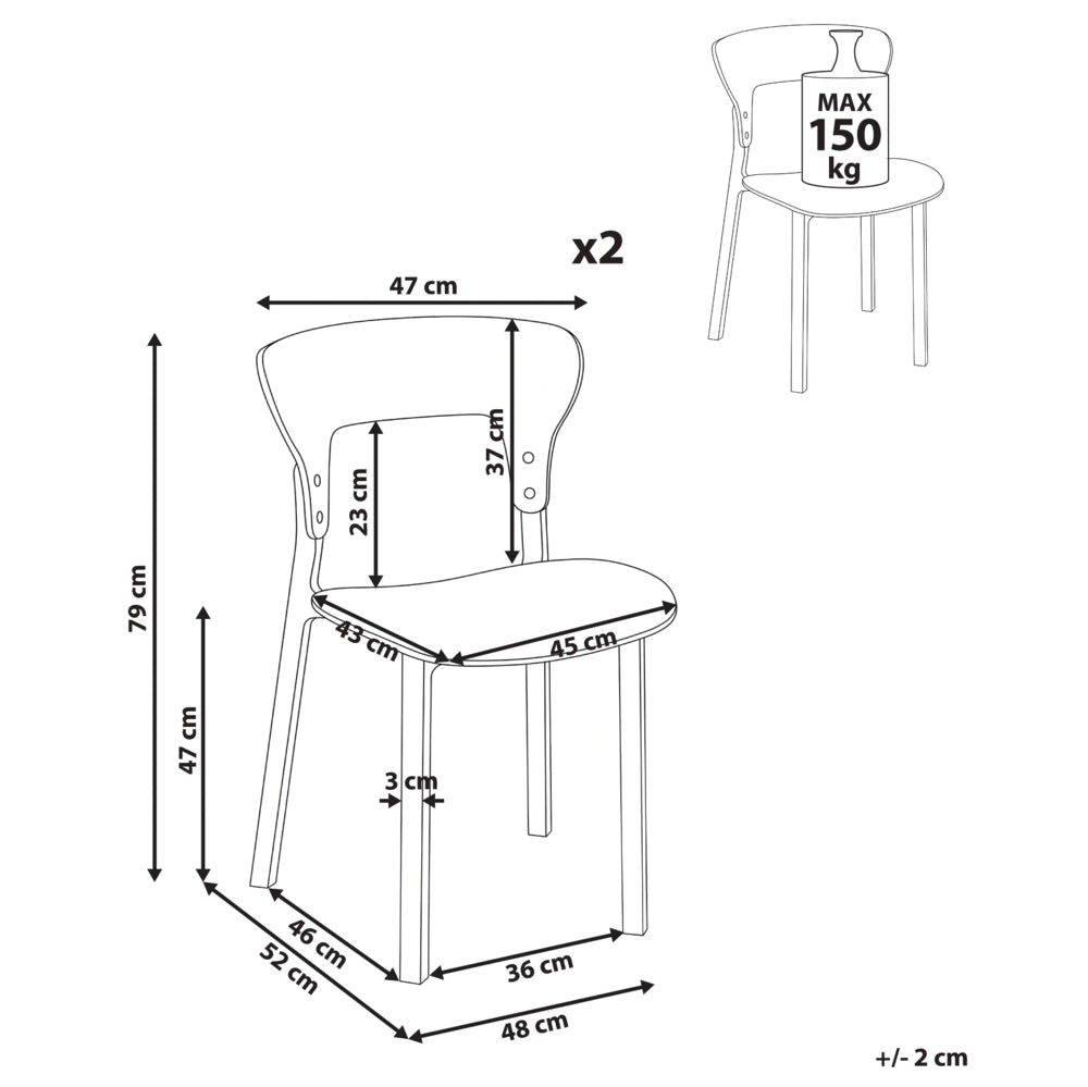 Set di 2 sedie da pranzo in gomma con struttura in legno Mobili da cucina per la sala da pranzo beige chiaro in stile retrò