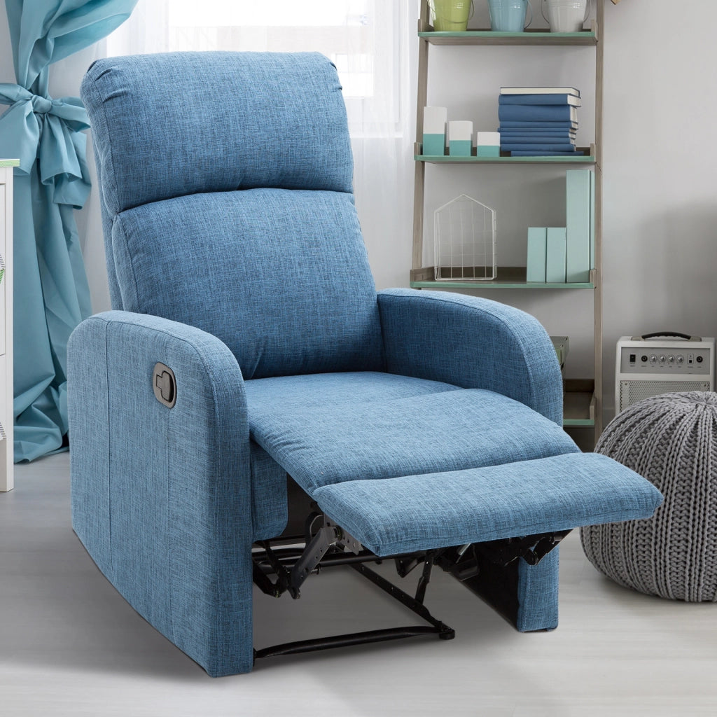 Poltrona Relax Reclinabile Manuale con Poggiapiedi ¨C Zephmum ¨C Tessuto Blu 67x83x107cm
