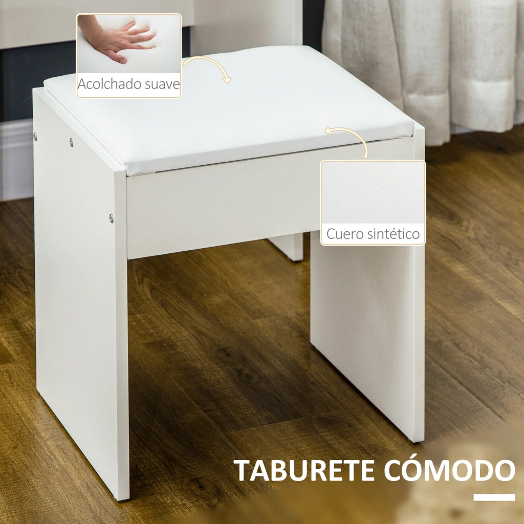 Scrivania trucco con specchio e 4 cassetti ¨C zephmum ¨C 80x38x143 cm bianco
