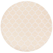 Tappeto rotondo per interni e per esterni con motivo a traliccio marocchino ⌀ 160 cm Beige e bianco moderno balcone patio