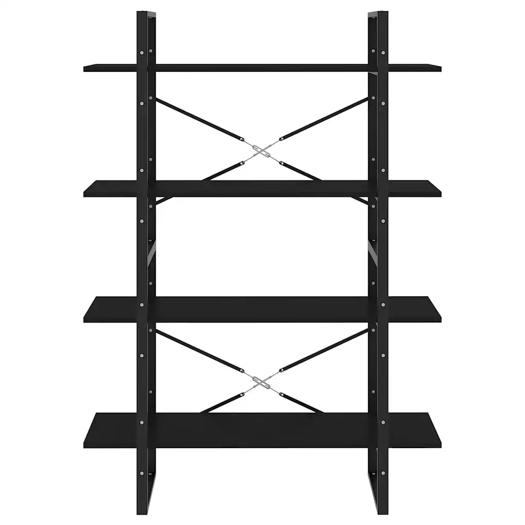 Libreria a 4 Ripiani-Scaffale per Libri-Mobile di Stoccaggio Nera 100x30x140 cm in Legno Multistrato