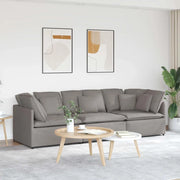 Divano Modulare con Cuscini in Tessuto Tortora 3321272