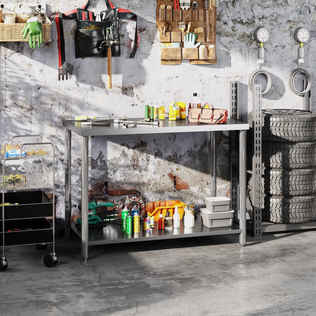 Tavolo da lavoro ¨C Minimal ¨C acciaio inox argentato 120x60x86