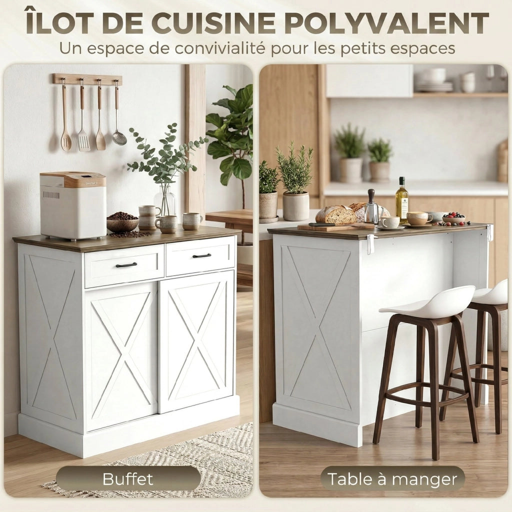 Tavolo da cucina con isola ¨C zephmum ¨C bianco