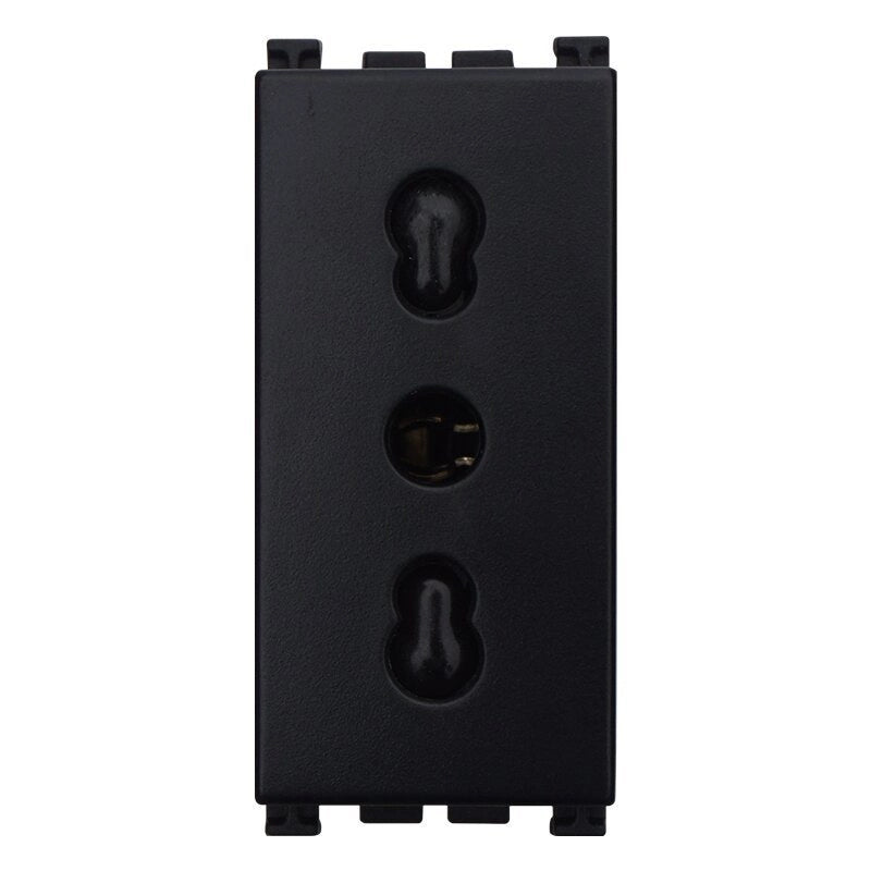 Presa Bipasso Bivalente 2P+T 10/16A Colore Nero Compatibile Con Vimar Arke