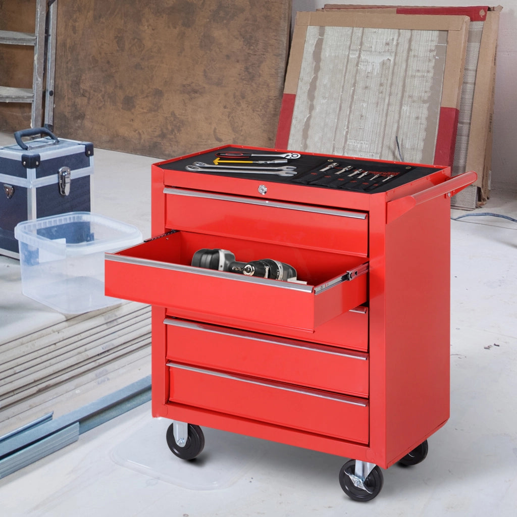 Carrello attrezzi con cassetti ¨C Zephmum ¨C Rosso, Acciaio, 69x33x75 cm
