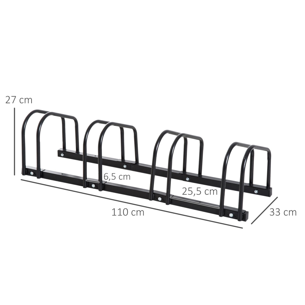 Supporto Biciclette 4 Posti ¨C Minimal ¨C 110x33x27 cm Acciaio Nero