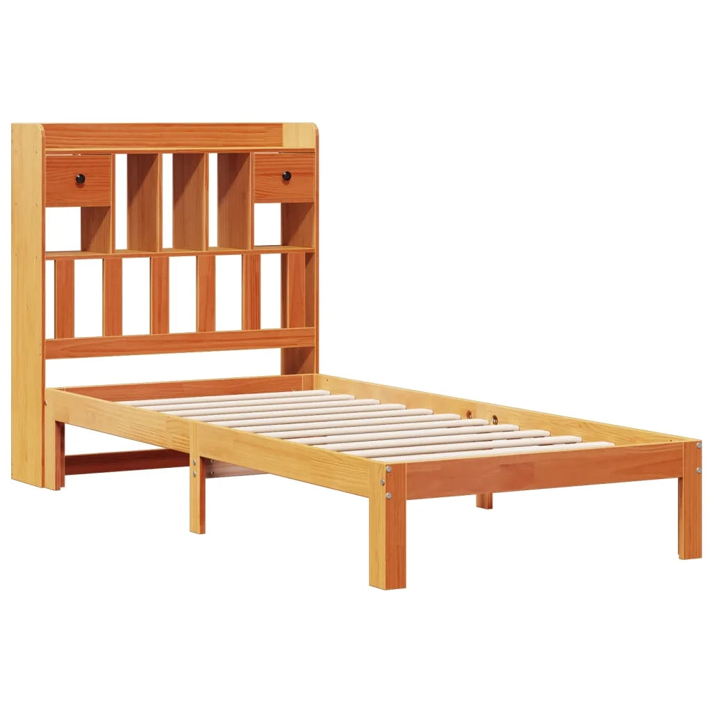 Letto Libreria senza Materasso Marrone Cera 75x190 cm in Pino 3322611