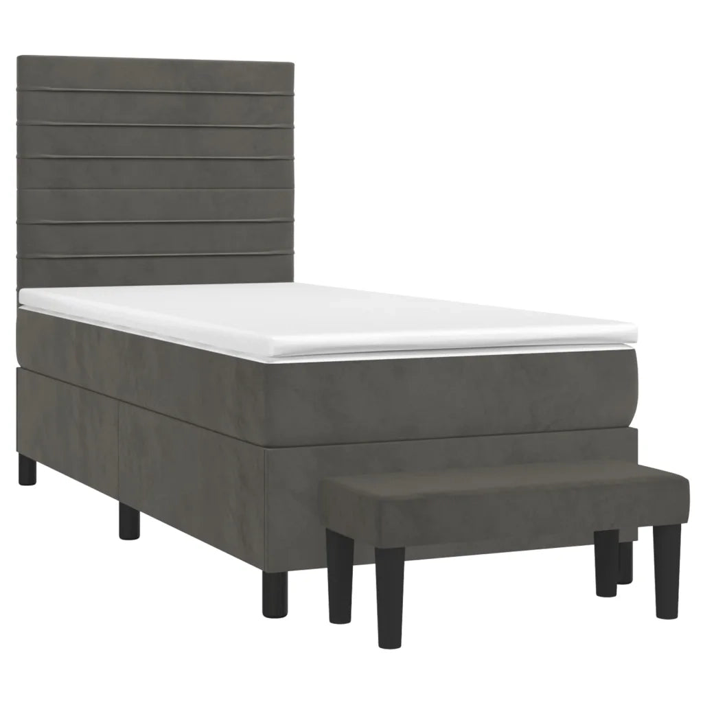 Giroletto a Molle con Materasso Grigio Scuro 80x200 cm Velluto 3137870