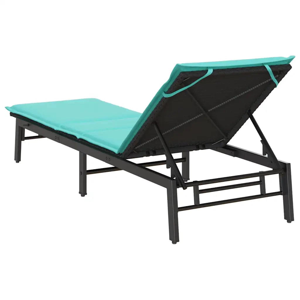 Lettino Prendisole con Cuscino Nero in Polyrattan 4104087