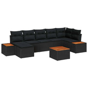 Set Divano da Giardino con cuscino 8 pcs Nero polyrattan 3348134