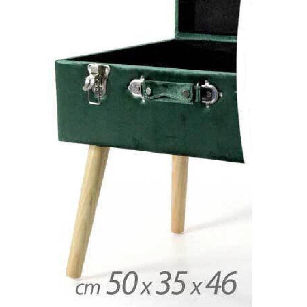 Trade Shop - Pouf Contenitore Baule Poggiapiedi Sgabello Pouff Velluto Verde 50x35x46cm 756801 -