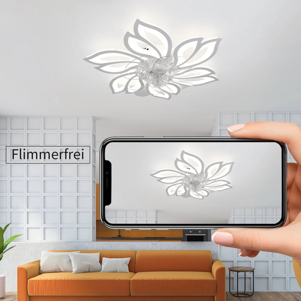 ZMH Ventilatore da soffitto Lampada da soffitto Ventilatore dimmerabile Temporizzazione creativa 6 luci