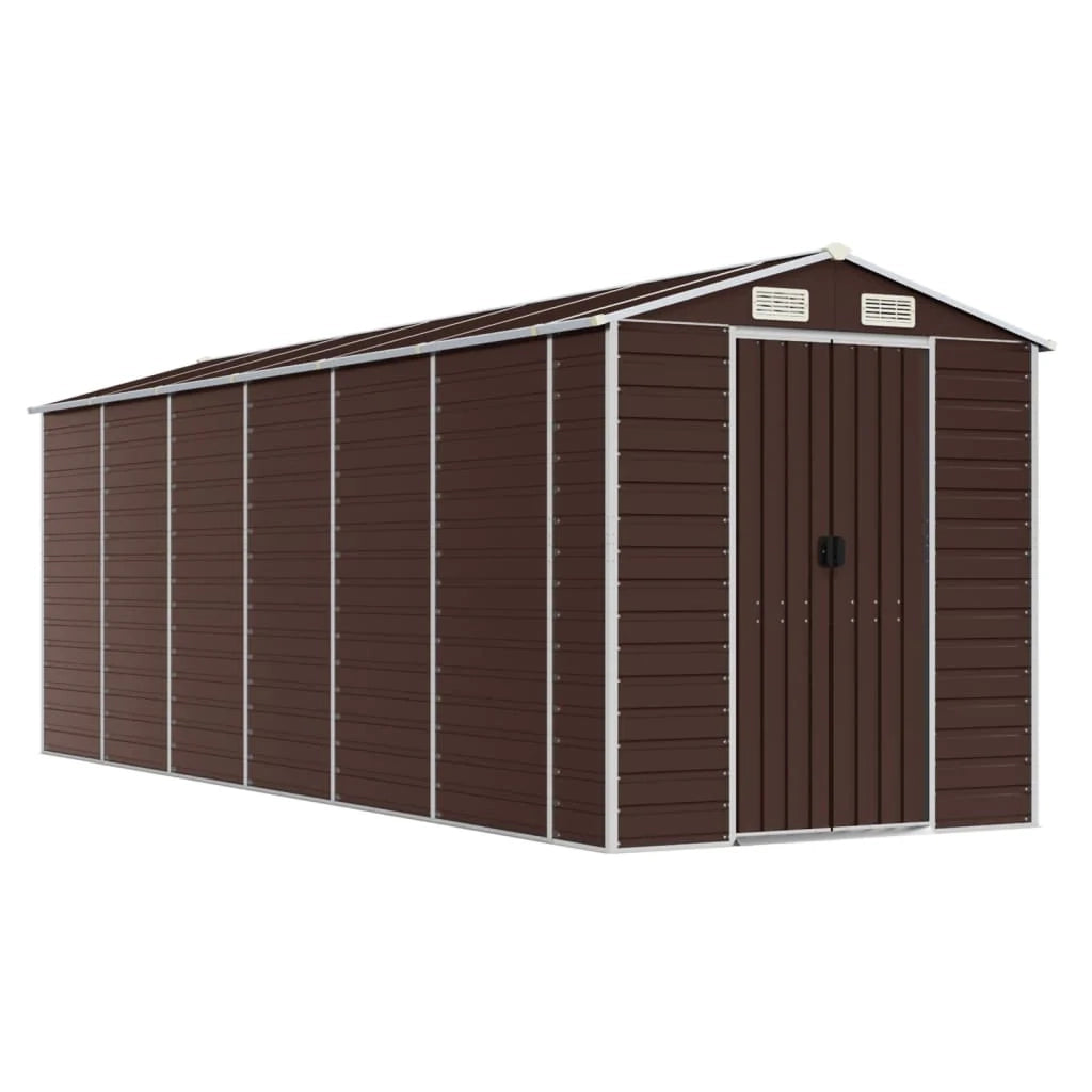 Casetta da giardino cabina ripostiglio casetta da esterno robusta casetta per attrezzi 191 x 555 x 198 cm acciaio zincato marrone 02_0022273