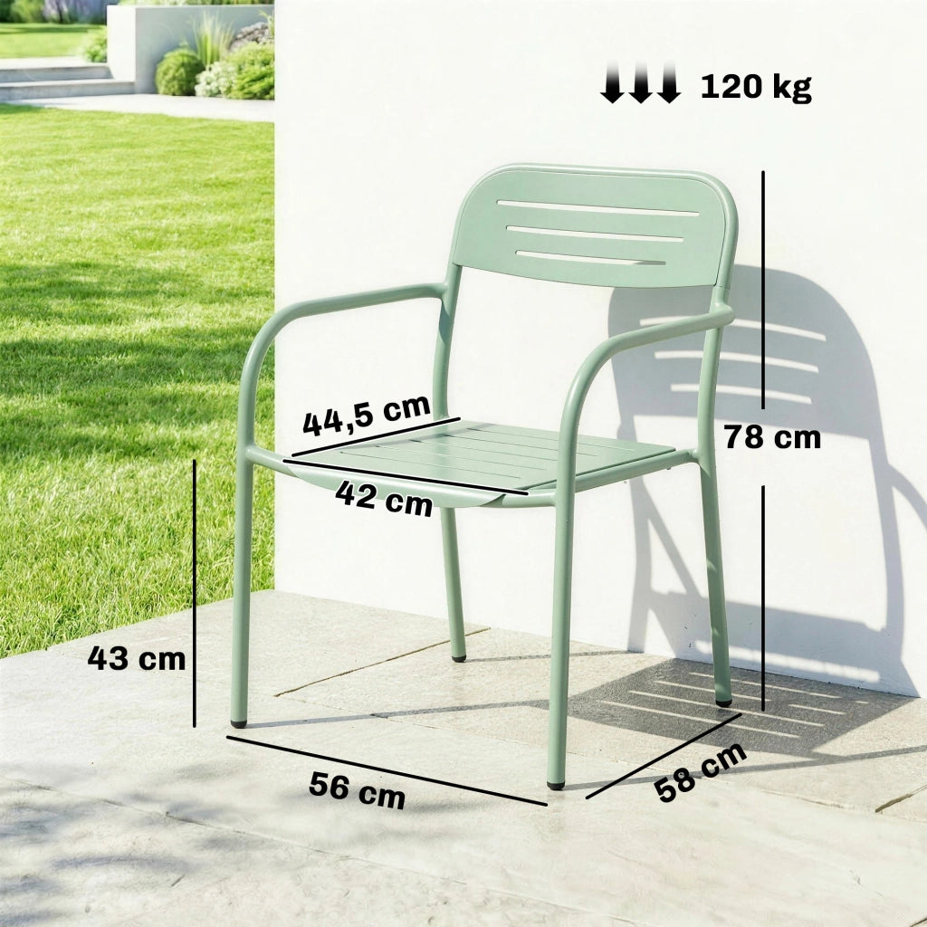 Set 2 Sedie da Giardino Impilabili ¨C Xylo ¨C Verde con Braccioli 56x58x78cm