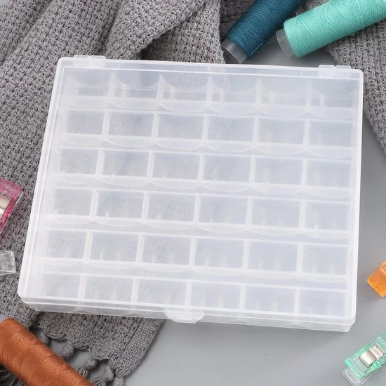 Organizzatore per accessori di cucito e ricamo 36 vuoti - Scatola di stoccaggio per fili e aghi in plastica - Organizzatore per fili e aghi - Scatola di stoccaggio compatta e trasparente - Organizzatore per fili e aghi da cucito