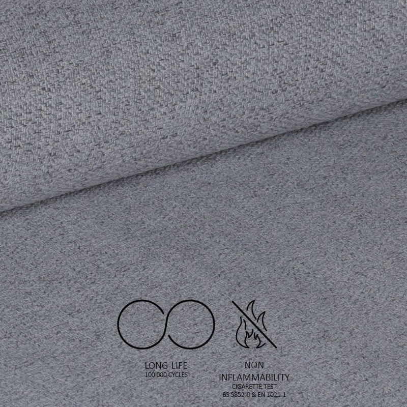 Sedia Patya in tessuto Nordic 16 grigio cenere e gambe nere set 2 pezzi