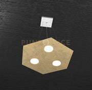 EXAGON SOSPENSIONE 3+1 LUCI BIEMISSIONE BIEMISSIONE FOGLIA ORO 1142-SP+1-FO