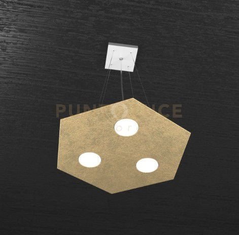 EXAGON SOSPENSIONE 3+1 LUCI BIEMISSIONE BIEMISSIONE FOGLIA ORO 1142-SP+1-FO