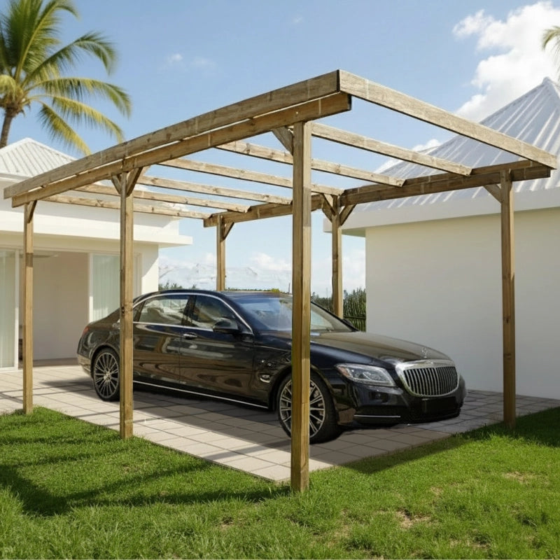 CARPORT IN LEGNO - DELAHAYE 15 mÂ² - SENZA TETTO