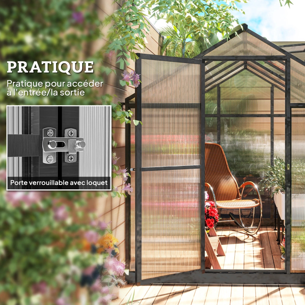 Serra da giardino in alluminio e policarbonato ¨C Xylo ¨C 303x183x195cm con finestre regolabili trasparente