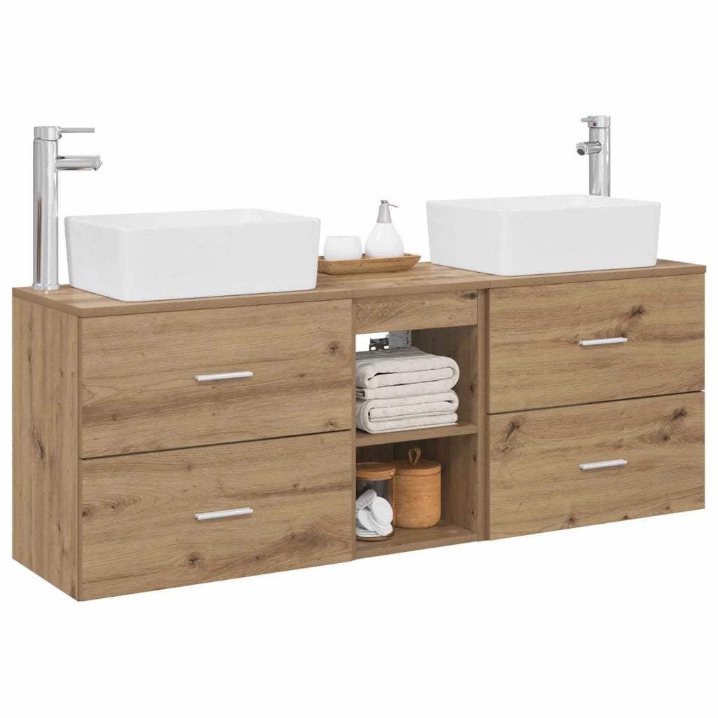 Set di Armadi da Bagno 3 pz Rovere Artigianale 3405858