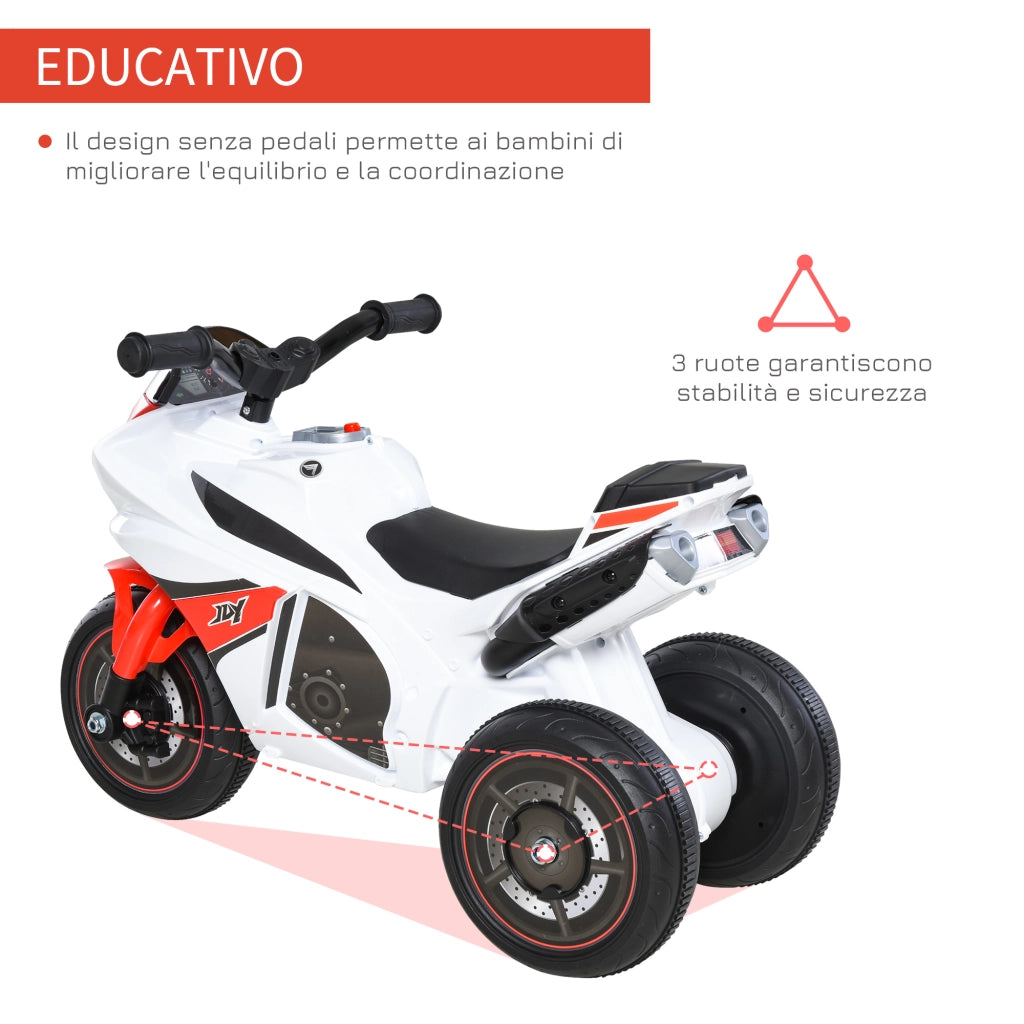 Moto Giocattolo a 3 Ruote per Bambini ¨C Minimal ¨C Bianco e Rosso