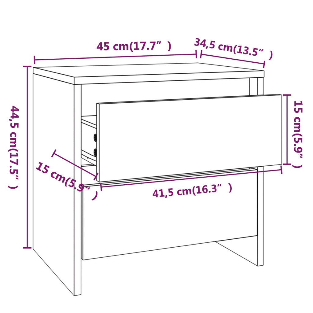 Comodino-Tavolino da notte Grigio Sonoma 45x34,5x44,5 cm in Truciolato
