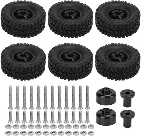 Ruote RC Auto Duraturevoli - Pneumatici RC Auto - Hub in Alluminio - Adatto per WPL C14 C24 C34 C44 B14 B24 B16 B36 - 67mm Di Diametro - 236g Peso