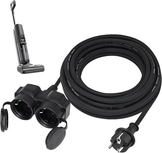 Cavo di estensione per esterno 3 m con 2 prese a terra IP44 16A/250V, 3680W con protezione a cupola - Doppio allungamento