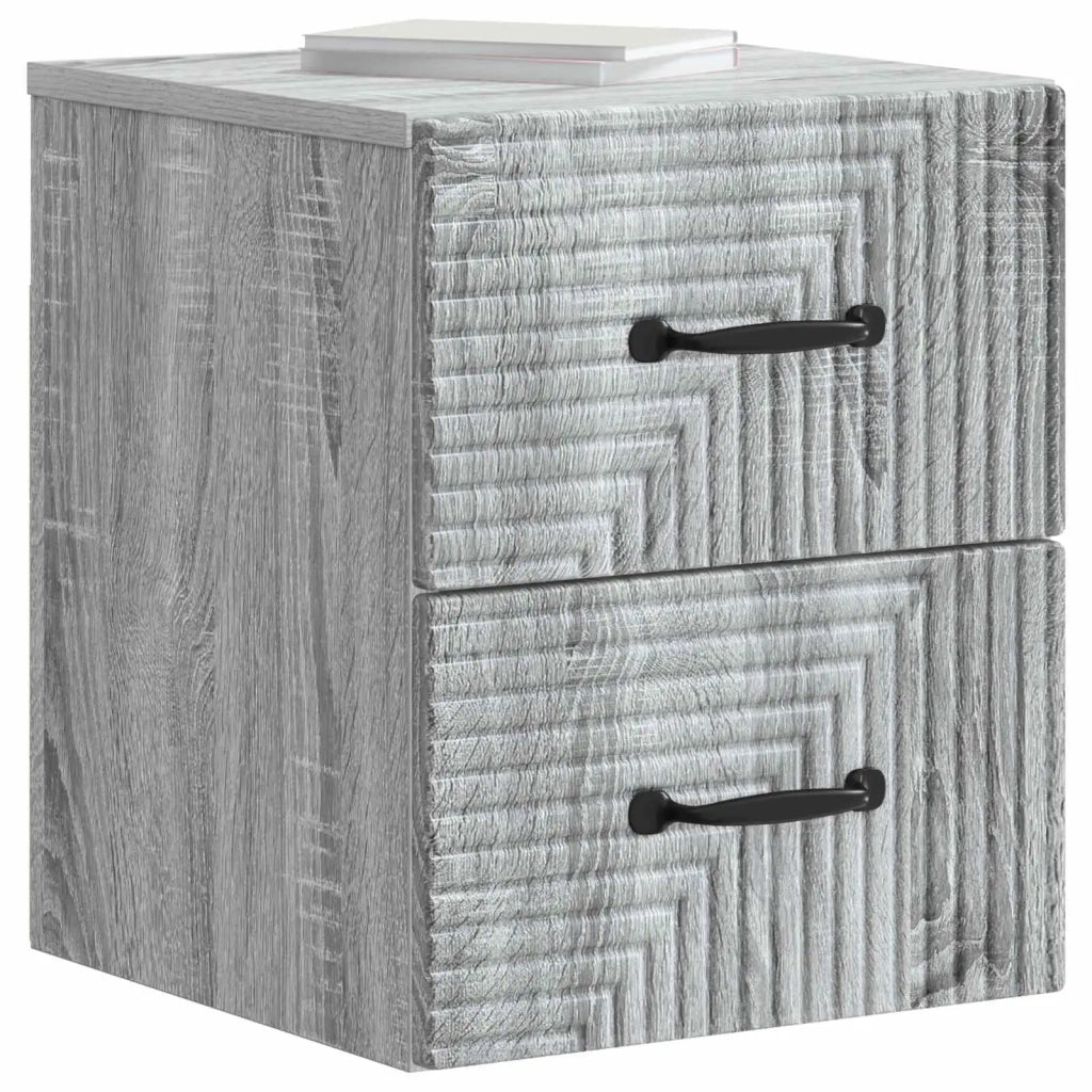 Comodino | Armadio da Notte | Mobiletto da notte a muro Grigio Sonoma 34,5 x 33 x 40 cm