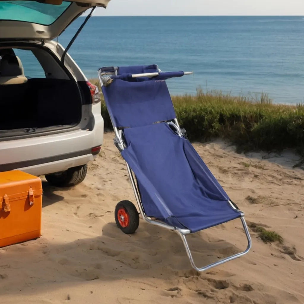 Carrello per la Spiaggia con Ruote Portatile Pieghevole Blu CFW7356148
