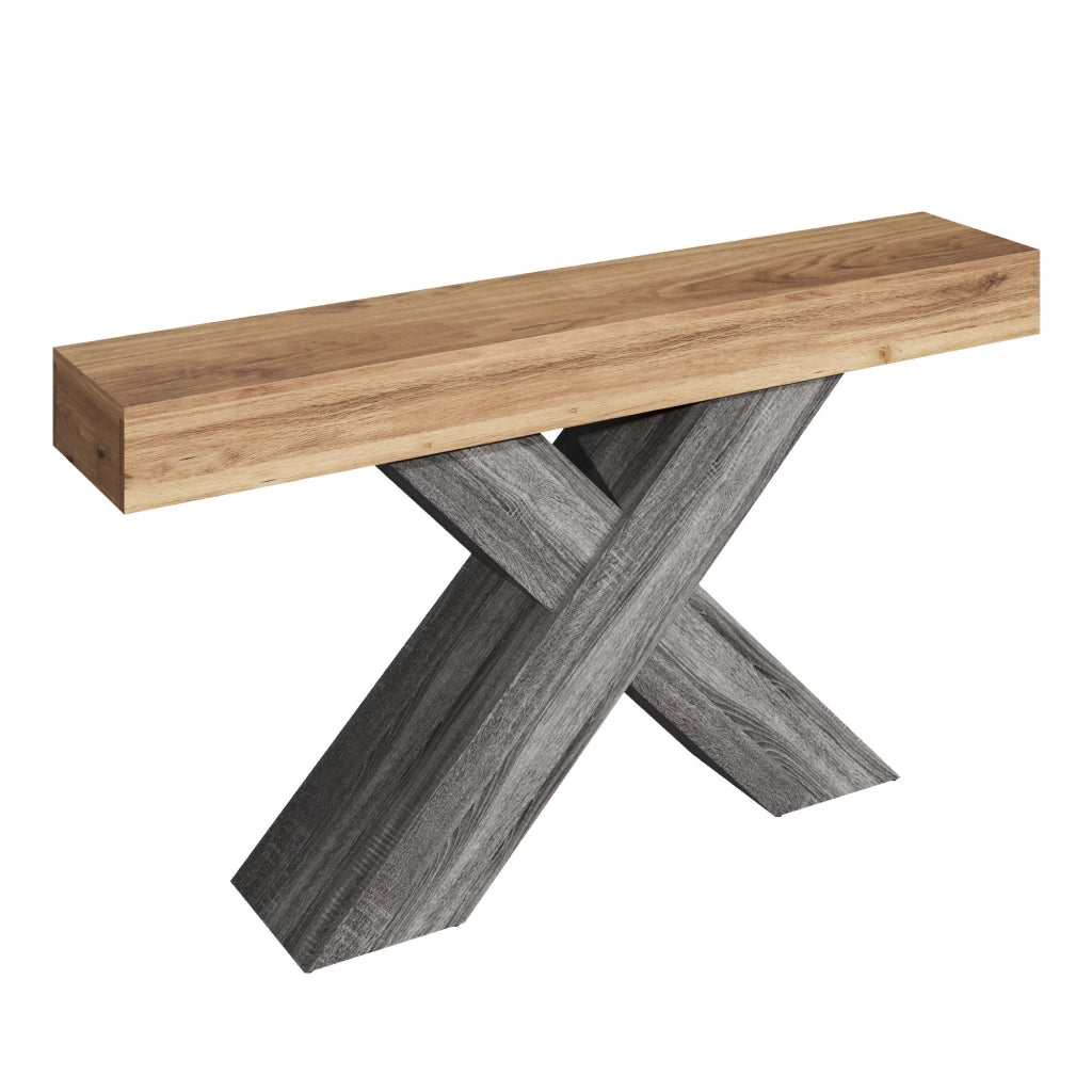 Tavolino Consolle con Gambe a X ¨C MINIMAL ¨C Effetto Legno, Truciolato, Salotto e Ingresso