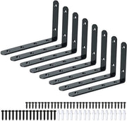 Supporti a L per tavole 8 pezzi - Lame metalliche pesanti - 125 mm x 75 mm x 20 mm - Supporti per tavole da parete - Duraturo - Adatto per Casa/ Ufficio