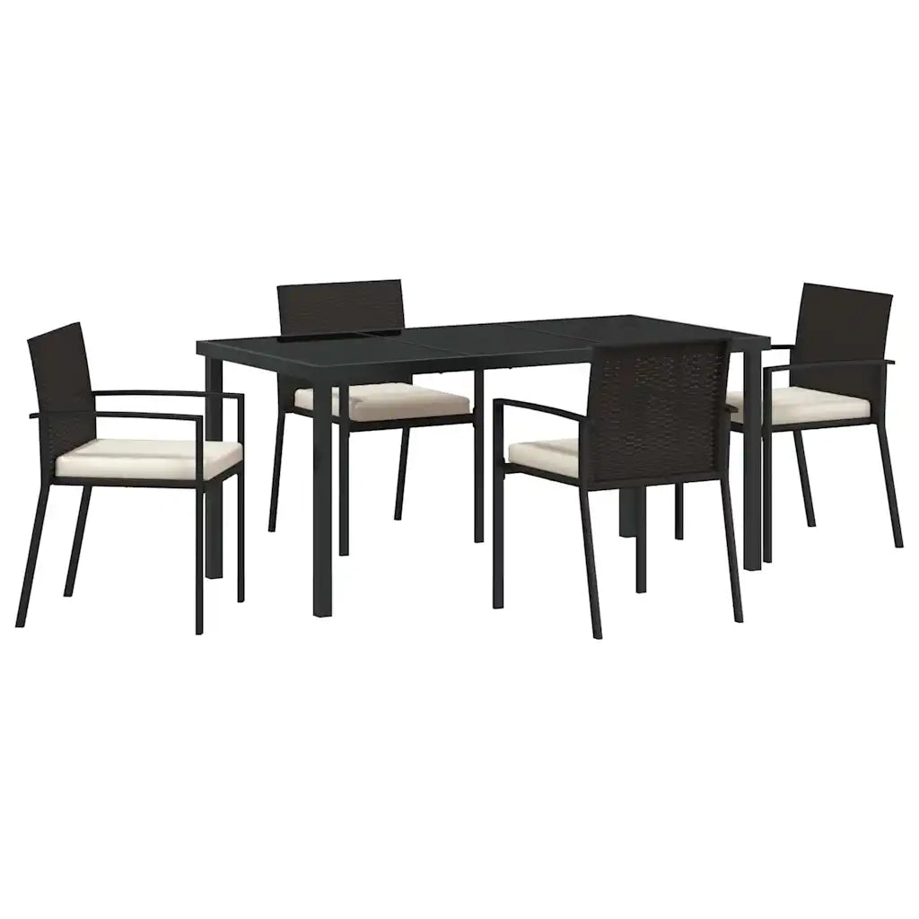 Set da Pranzo per Giardino 5 pcs Nero