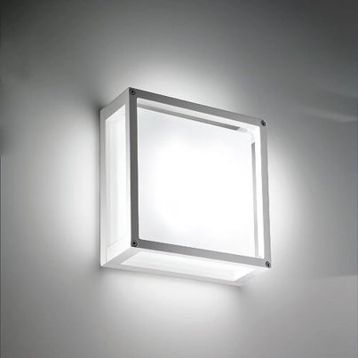 Home Lampada da Parete e Soffitto LED 20W 3000K 2926lm IP54 Struttura in Alluminio Verniciato Bianco Opaco Design Quadrato 25x25x9.5 cm